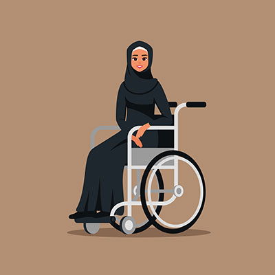 وکتور کاراکتر حجاب در زن معلول