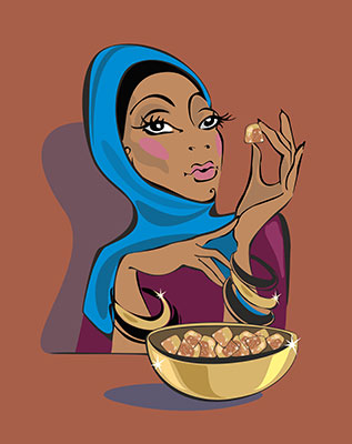 وکتور کاراکتر حجاب شخصیت کاریکاتوری زن