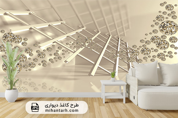 پوستر کاغذ دیواری سه بعدی طرح الماس