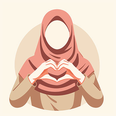 وکتور زن با حجاب با نشان دادن قلب