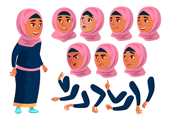 وکتور حالت چهره زن محجبه