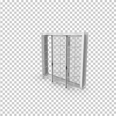 عکس برش خورده سه بعدی پنجره شیشه ای سه لنگه درب