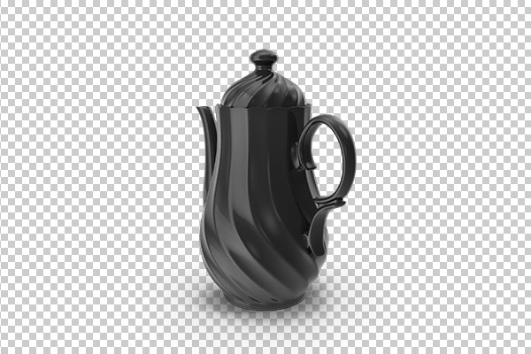 عکس برش خورده سه بعدی کتری سیاه