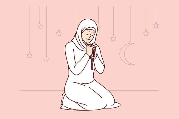 وکتور بانوی با حجاب در حال دعا و نیایش