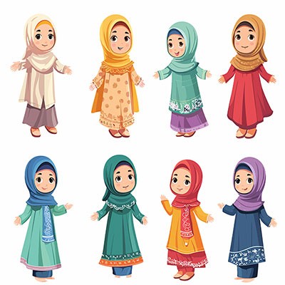 وکتور دختر بچه با حجاب
