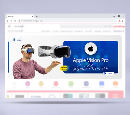 طرح لایه باز بنر وب سایت هدست اپل ویژن پرو