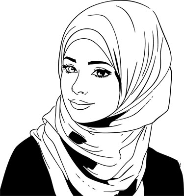وکتور زن با حجاب با زمینه مشکی