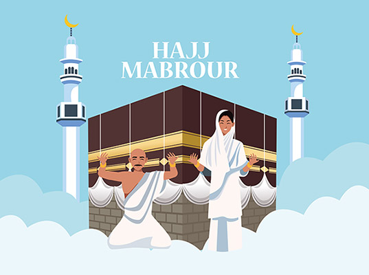 وکتور کعبه و کاراکتر حجاج زن و مرد