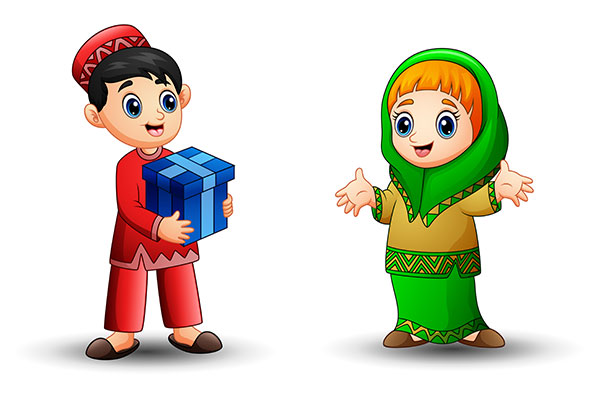 وکتور کاراکتر حجاب لباس محلی کودک