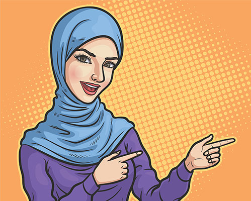 وکتور کاراکتر حجاب خانم خندان