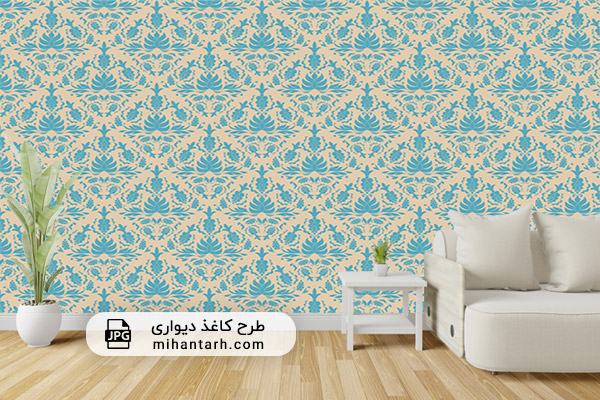 پوستر کاغذ دیواری ساده مدل نقش دار سبز آبی