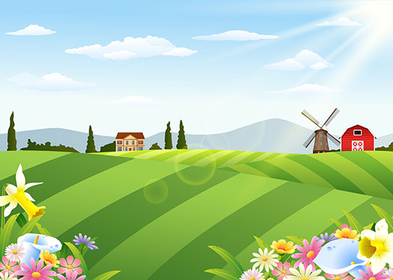وکتور کاراکتر طبیعت گل در دشت