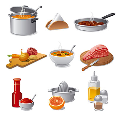 وکتور پخت و پز و مواد غذایی