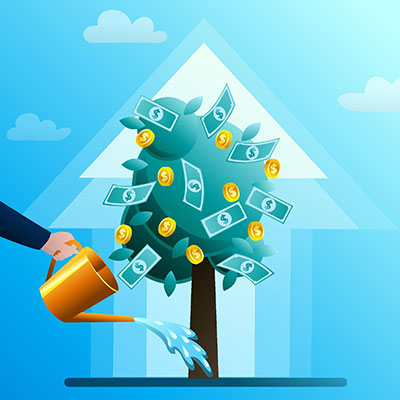 وکتور کاراکتر کارآفرینی و رشد مالی