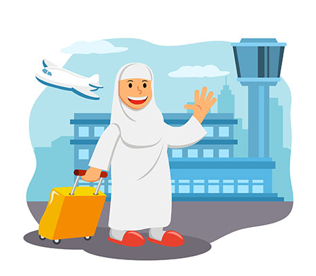 وکتور کاراکتر حجاب مادربزرگ در حج