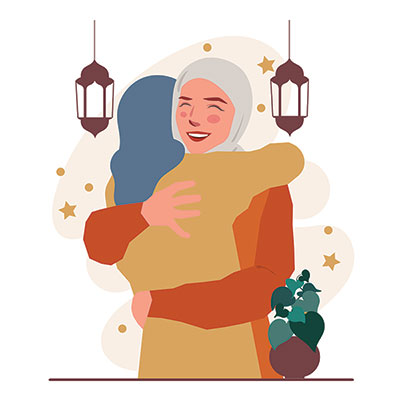 وکتور بانوی با حجاب و بغل کردن