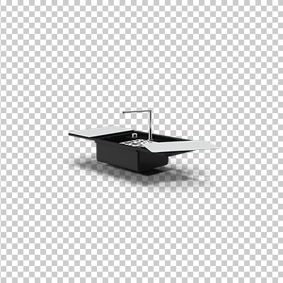 عکس برش خورده سه بعدی ظرفشویی مشکی مدرن
