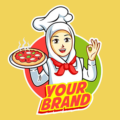 وکتور کاراکتر حجاب سرآشپز فست فود