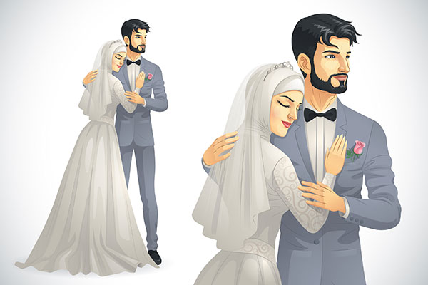 وکتور کاراکتر عروس با حجاب