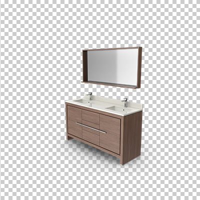 عکس برش خورده سه بعدی روشویی کابینت چوبی