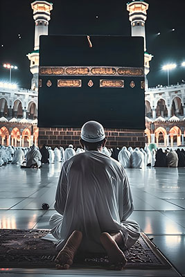 عکس نماز و دعا روبروی کعبه