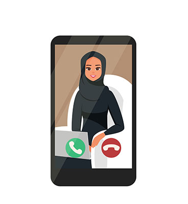 وکتور کاراکتر حجاب بانو در تماس تصویری
