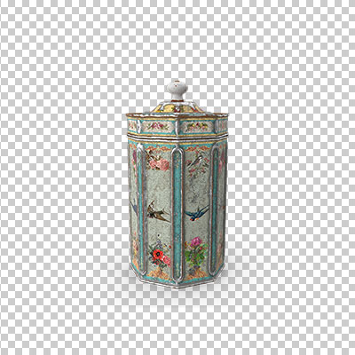 عکس برش خورده سه بعدی ظرف فلزی چای