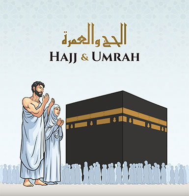 وکتور کاراکتر حجاب سفر حج عمره