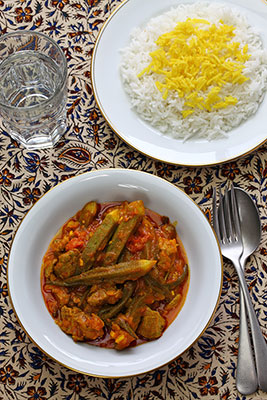 عکس پلو خورشت بامیه