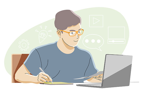 وکتور استفاده از کامپیوتر برای تحصیل و آموزش