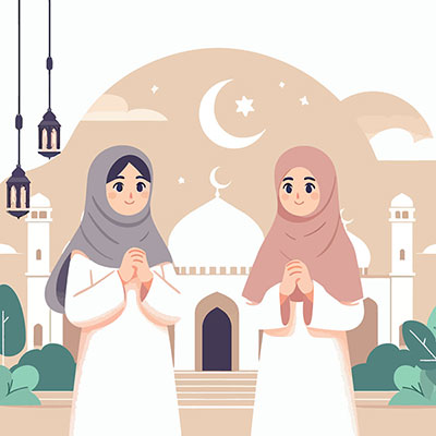 وکتور بانوی با حجاب در حال دعا