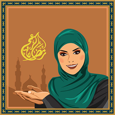 وکتور کاراکتر حجاب زن در ماه رمضان