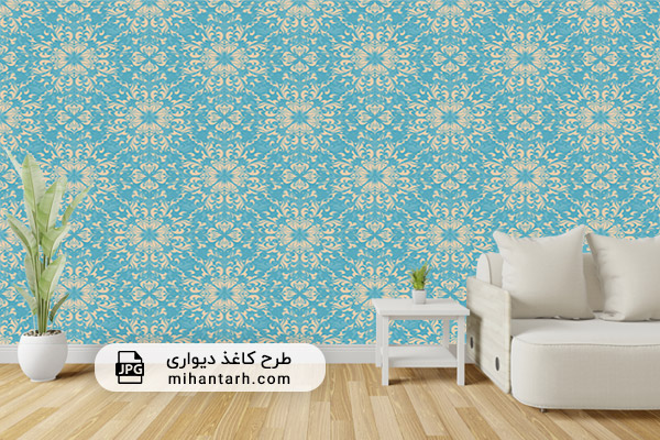 پوستر کاغذ دیواری ساده مدل کرم و آبی