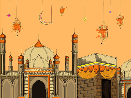 وکتور کاراکتر حجاب و ماه رمضان