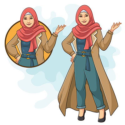 وکتور بانوی با حجاب و مانتو