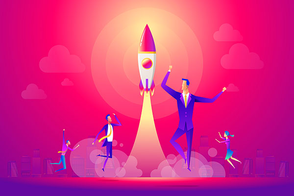 وکتور کاراکتر کارآفرینی و احساس پیروزی