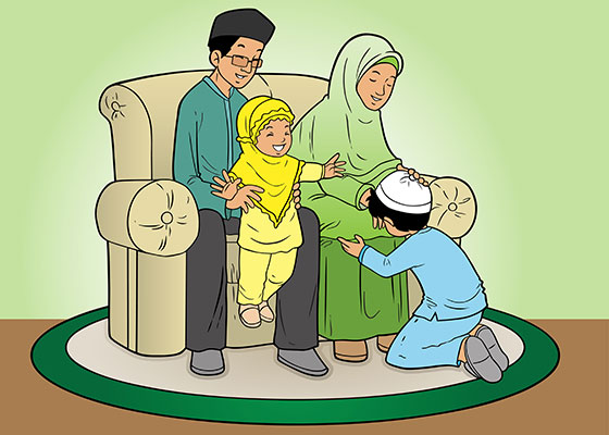 وکتور کاراکتر حجاب اسلامی در خانواده