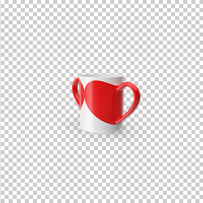 عکس برش خورده سه بعدی لیوان طرح قلب
