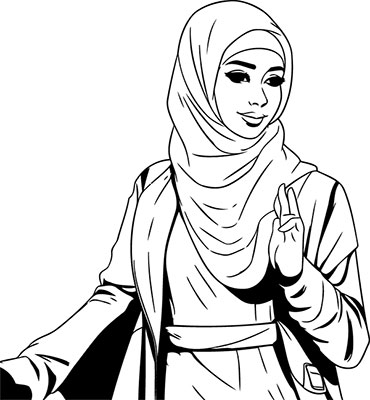 وکتور بانوی با حجاب با زمینه مشکی