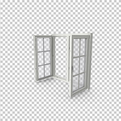 عکس برش خورده سه بعدی پنجره دو جداره دولنگه