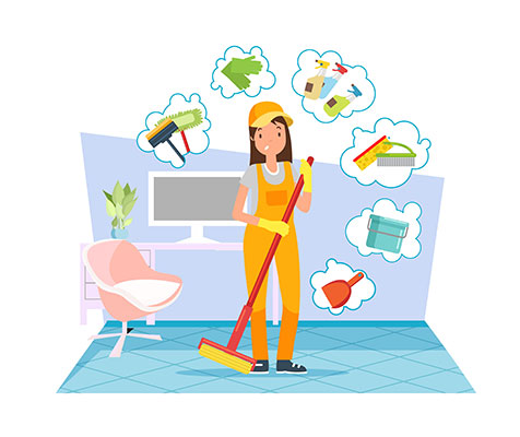 وکتور کاراکتر بهداشت منزل و محل کار