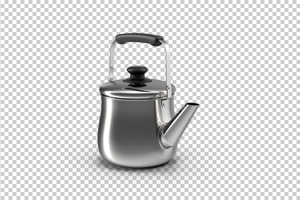 عکس برش خورده سه بعدی کتری استیل کوچک