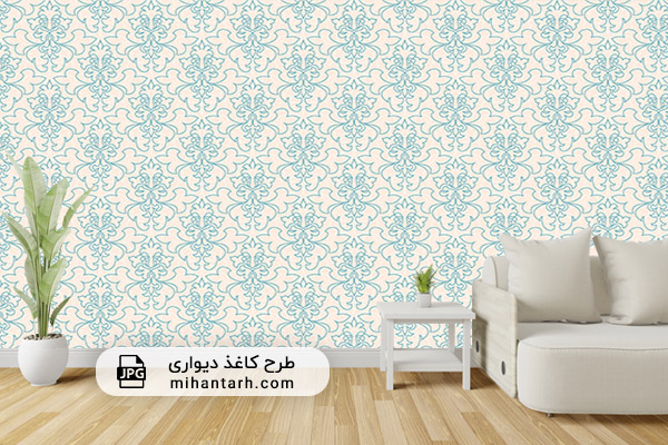 پوستر کاغذ دیواری ساده مدل بک گراند سفید طرح سبز آبی