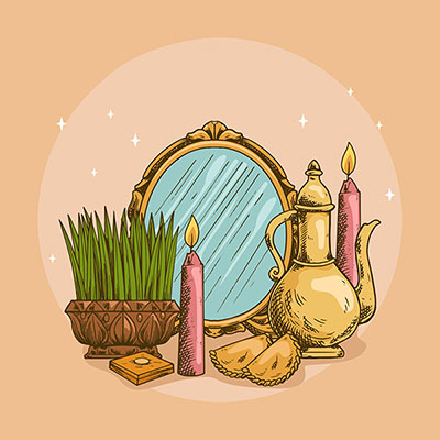 وکتور آینه و سبزه عید