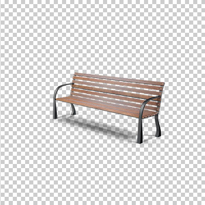 عکس برش خورده سه بعدی نیمکت چوبی پارک
