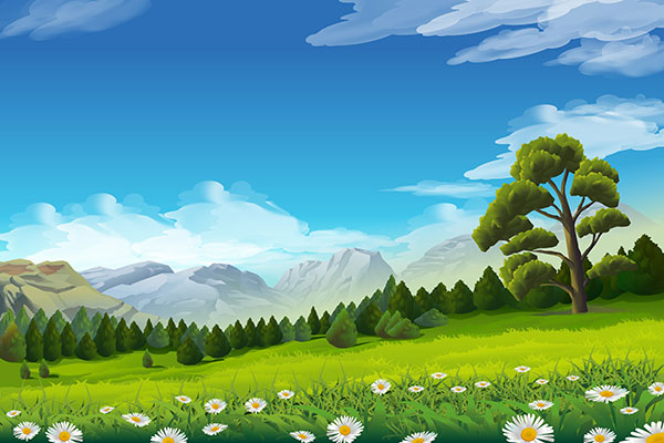 وکتور کاراکتر طبیعت دشت سرسبز