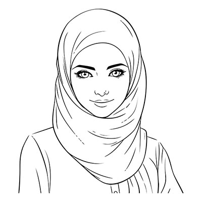 وکتور بانوی با حجاب با خطوط مشکی