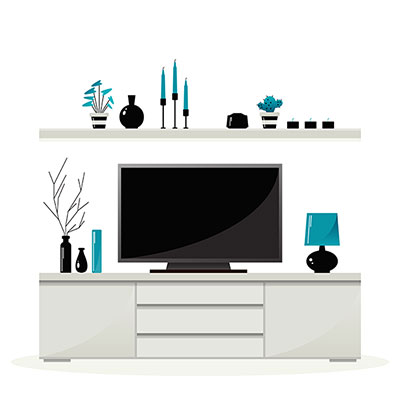 وکتور  تلویزیون و میز تلویزیون
