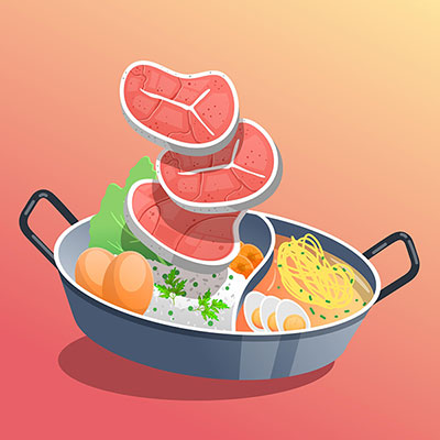 وکتور خوراک استیک گوشت