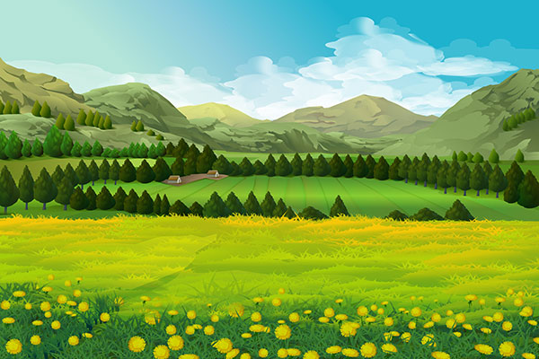 وکتور کاراکتر طبیعت جنگل بهاری